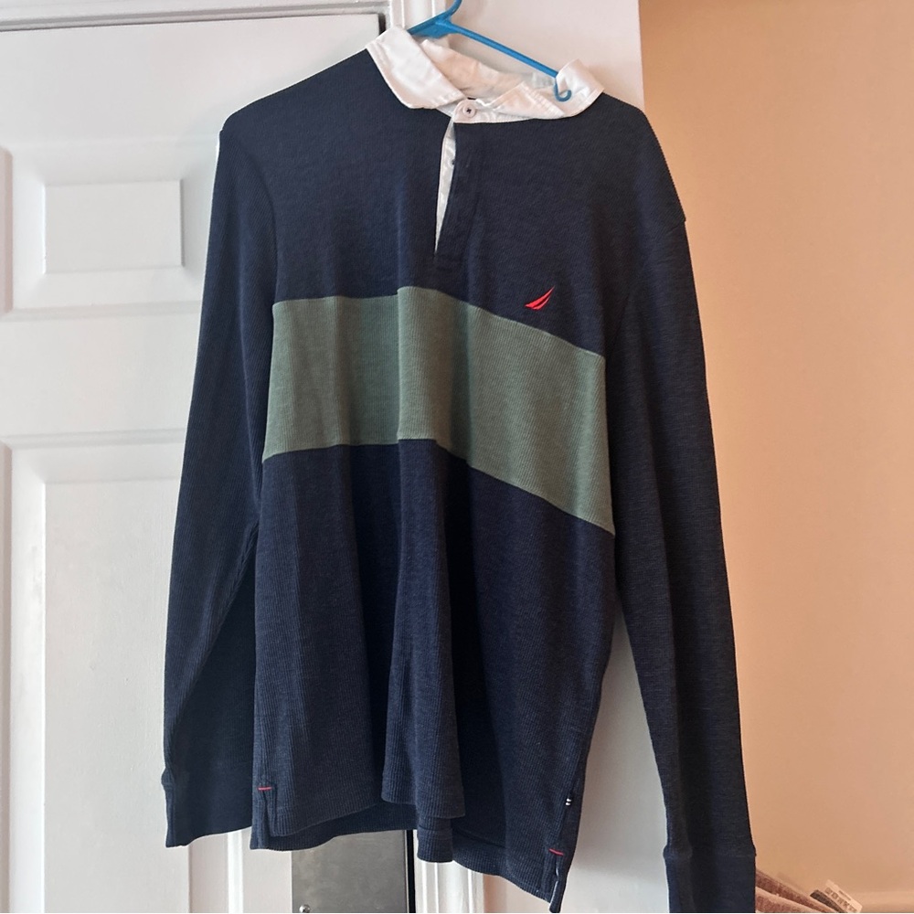 Nautica Cream and Navy Polo Shirt